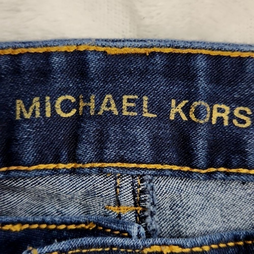 Michael Kors Skinny Jeans Women's Size 2 Dark Wash Gold Zip Pocket Stretch Denim - Picture 6 of 12